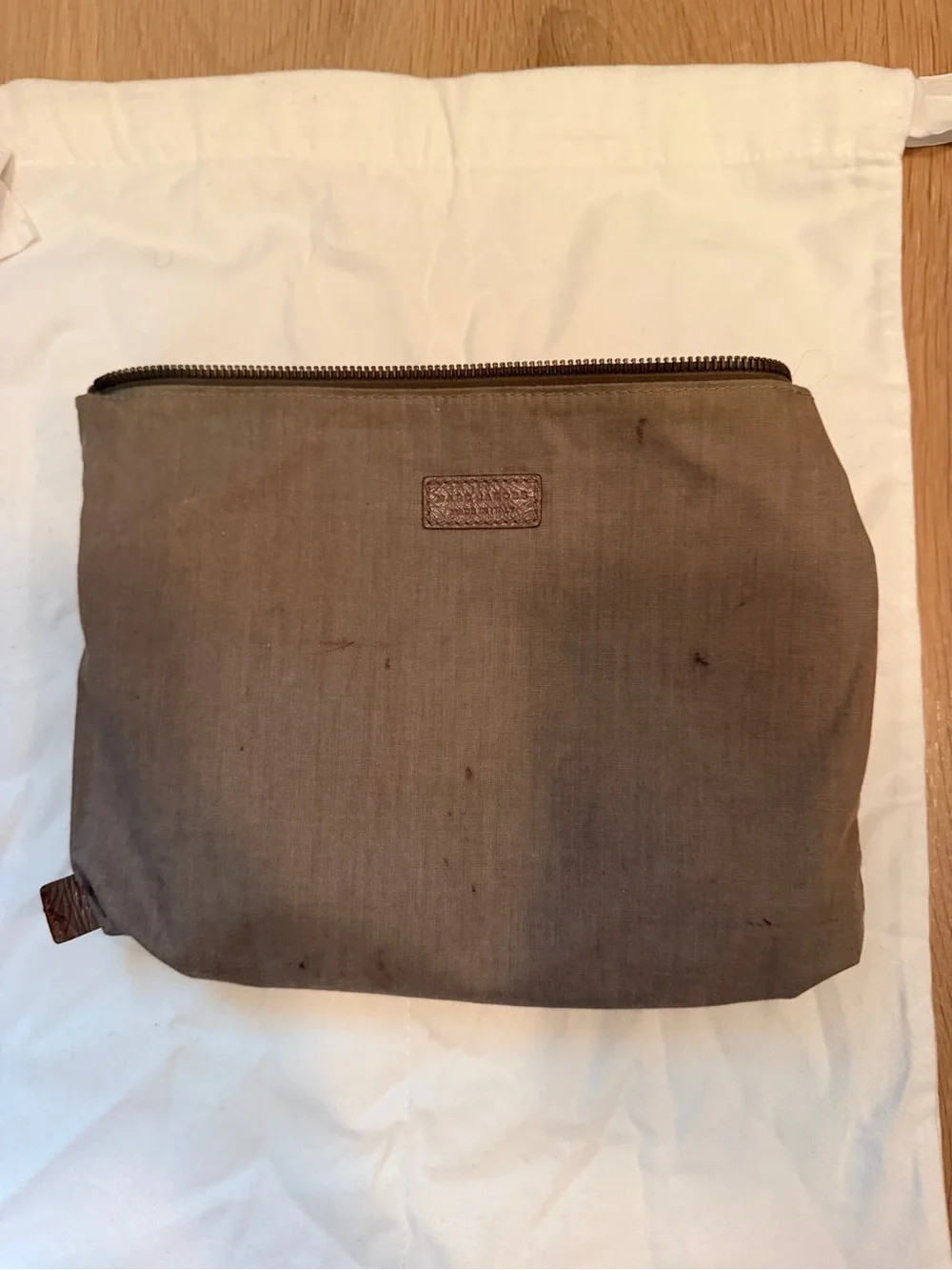 Marc Jacobs Brown Leather Zip Clutch with Gold Hardware